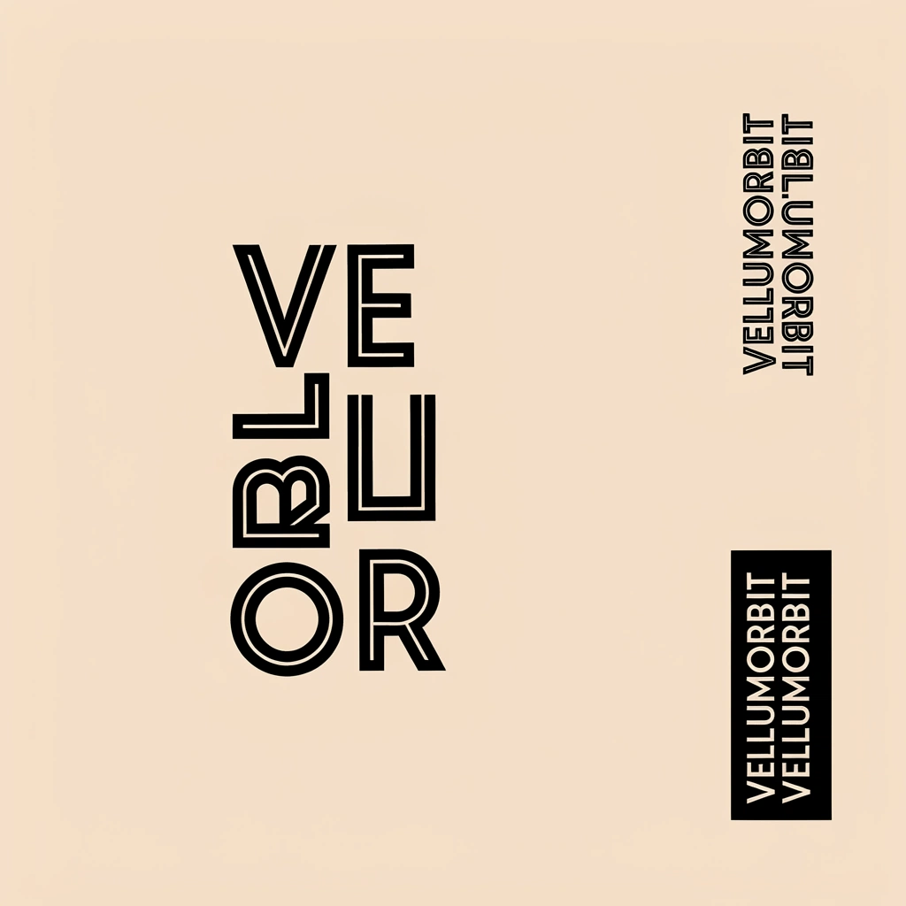 AI-generated VELLUMORBIT typography-only wordmark exploration, created with Ideogram 4 on RenderFlow AI