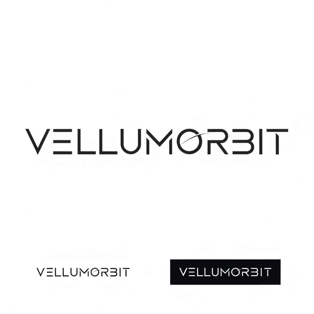 AI-generated VELLUMORBIT typography-only wordmark exploration, created with Recraft V4.1 on RenderFlow AI